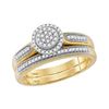 Image 2 : Diamond Cluster Matching Wedding Set 1/4 Cttw 10KT Yellow Gold