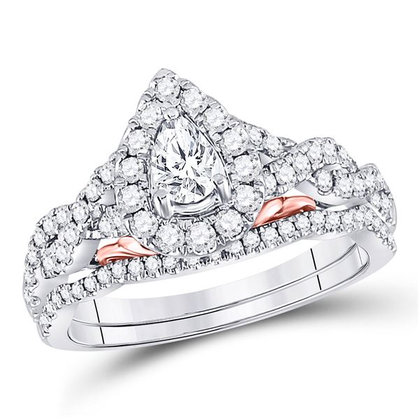 Bridal Wedding Ring Band Set 1 Cttw 14KT Two-tone Gold