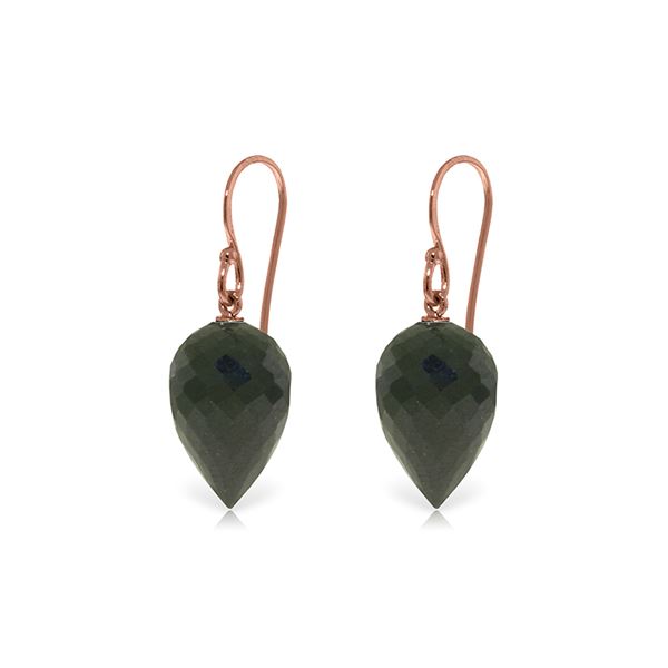 Genuine 24.5 ctw Black Spinel Earrings 14KT Rose Gold - REF-26F2Z
