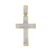 Image 1 : Round Diamond Cross Charm Pendant 1/2 Cttw 10KT Yellow Gold