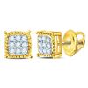 Image 1 : Round Diamond Square Milgrain Cluster Earrings 1/10 Cttw 10KT Yellow Gold