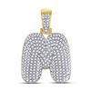 Image 1 : Round Diamond Bubble M Letter Charm Pendant 3/4 Cttw 10KT Yellow Gold