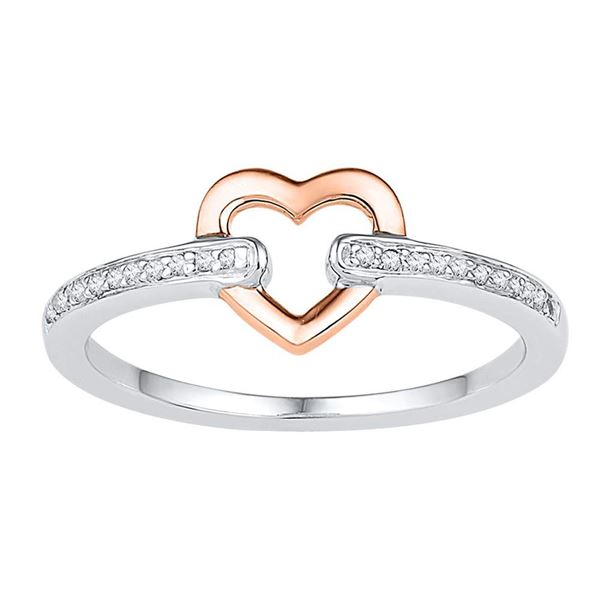 Round Diamond Heart Ring 1/20 Cttw 10KT Two-tone Gold