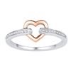 Image 1 : Round Diamond Heart Ring 1/20 Cttw 10KT Two-tone Gold