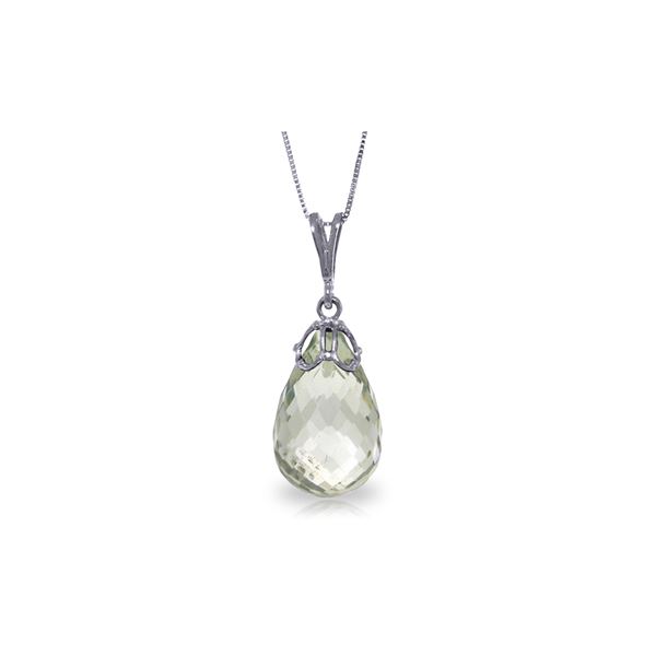 Genuine 7 ctw Green Amethyst Necklace 14KT White Gold - REF-25H3X