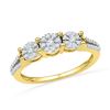 Image 1 : Round Diamond 3-stone Cluster Ring 1/4 Cttw 10KT Yellow Gold