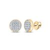 Image 1 : Round Diamond Circle Cluster Stud Earrings 1/12 Cttw 10KT Yellow Gold