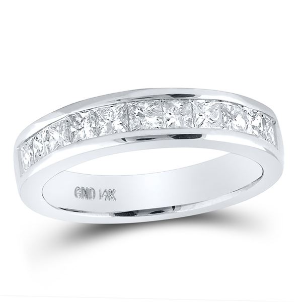 Princess Channel-set Diamond Single Row Wedding Band 1 Cttw 14KT White Gold