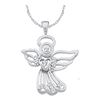 Image 1 : Round Diamond Guardian Angel Pendant 1/10 Cttw 14KT White Gold