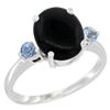 Image 1 : 1.79 CTW Onyx & Blue Sapphire Ring 10K White Gold - REF-22M4K