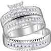 Image 1 : Cluster Matching Wedding Set 1/2 Cttw 14KT White Gold