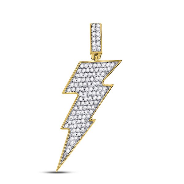 Round Diamond Lightning Bolt Charm Pendant 1 Cttw 10KT Yellow Gold