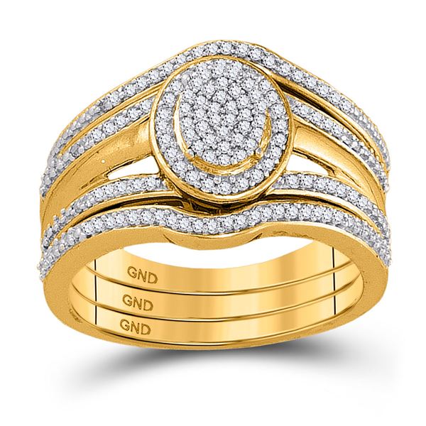 Diamond Bridal Wedding Ring Band Set 1/3 Cttw 10KT Yellow Gold