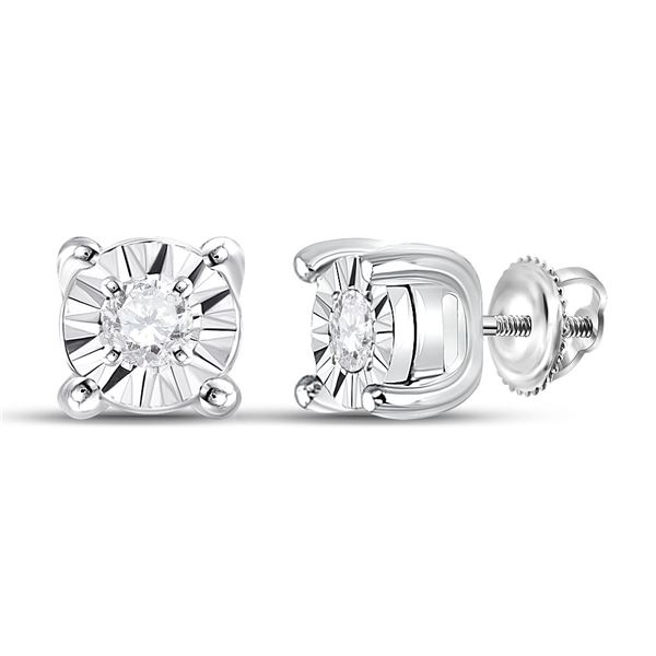 Round Diamond Miracle Solitaire Earrings 1/20 Cttw 10KT White Gold