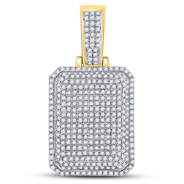 Round Diamond Dog Tag Charm Pendant 1 Cttw 10KT Yellow Gold