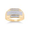 Image 1 : Round Diamond Rectangle Cluster Ring 1/3 Cttw 10KT Yellow Gold