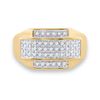 Image 2 : Round Diamond Rectangle Cluster Ring 1/3 Cttw 10KT Yellow Gold