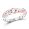 Image 1 : Round Diamond Solitaire Band Ring 1/3 Cttw 14KT Two-tone Gold