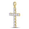 Image 2 : Round Diamond Cross Charm Pendant 1/3 Cttw 10KT Yellow Gold