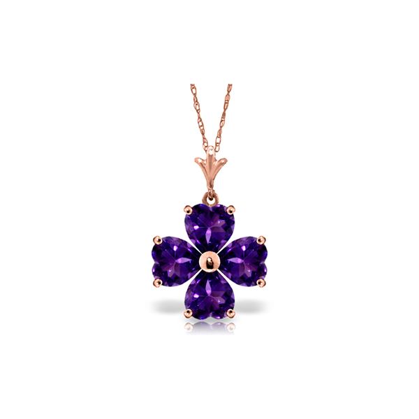 Genuine 3.8 ctw Amethyst Necklace 14KT Rose Gold - REF-42Y2F