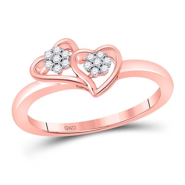 Round Diamond Double Heart Ring 1/10 Cttw 10KT Rose Gold