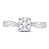 Image 2 : Round Diamond Flower Cluster Ring 1/3 Cttw 10KT White Gold