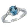 Image 1 : 1.06 CTW London Blue Topaz & Diamond Ring 14K White Gold - REF-37M2K