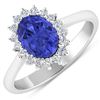 Natural 1.82 CTW Tanzanite & Diamond Ring 14K White Gold - REF-60R3F