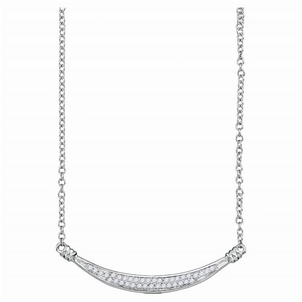 Round Diamond Curved Bar Pendant Necklace 1/6 Cttw 10KT White Gold
