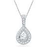 Image 1 : Round Diamond Teardrop Pendant 1/3 Cttw 10KT White Gold