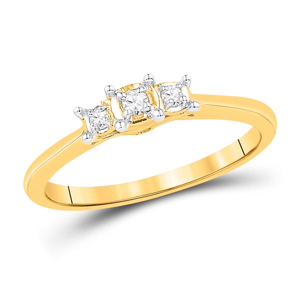 Diamond 3-stone Bridal Wedding Engagement Ring 1/12 Cttw 10KT Yellow Gold