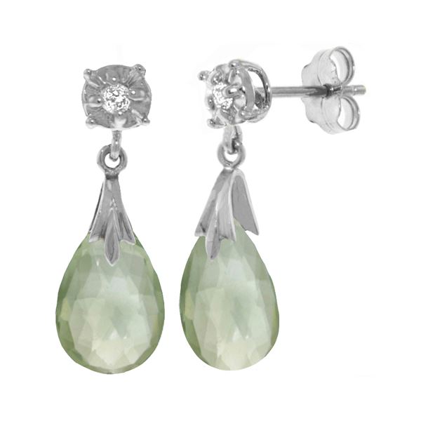 Genuine 6.06 ctw Green Amethyst & Diamond Earrings 14KT White Gold - REF-37T4A