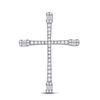 Image 1 : Baguette Round Diamond Cross Pendant 3/4 Cttw 14KT White Gold