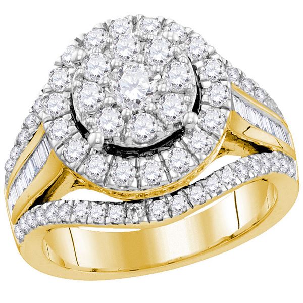 Diamond Cluster Bridal Wedding Engagement Ring 2 Cttw 10KT Yellow Gold