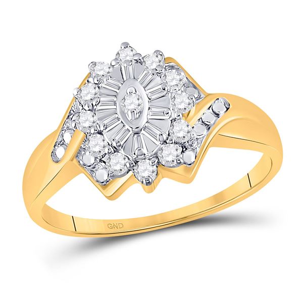 Round Diamond Cluster Ring 1/4 Cttw 10KT Yellow Gold