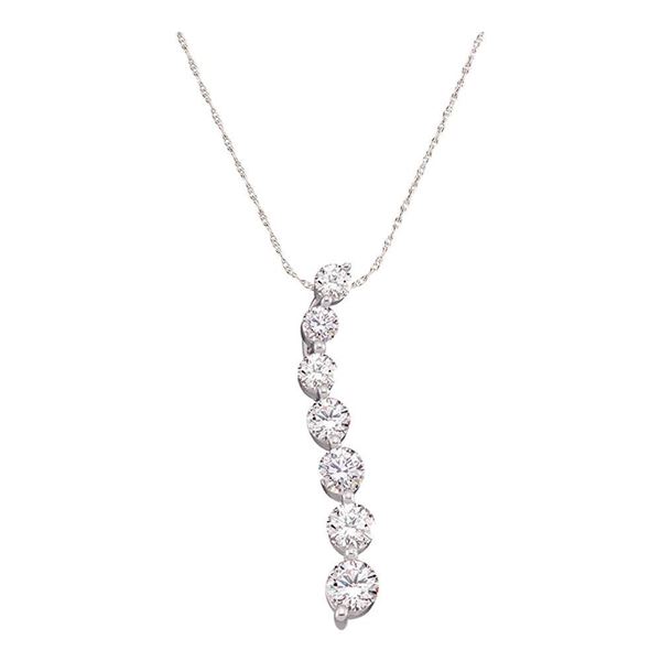 Round Diamond Journey Pendant 1/2 Cttw 14KT White Gold