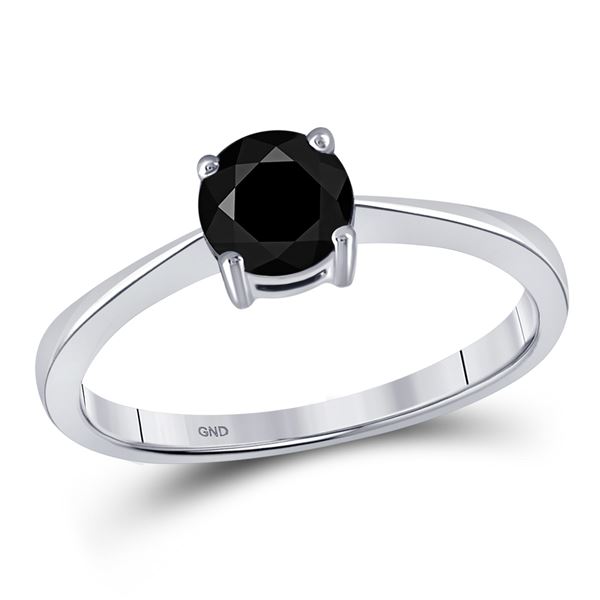 Black Color Enhanced Diamond Solitaire Bridal Wedding Ring 1 Cttw 10KT White Gold