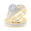 Image 1 : Diamond Halo Matching Wedding Set 1-5/8 Cttw 14KT Yellow Gold