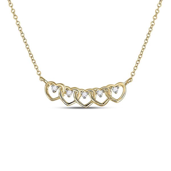 Round Diamond Heart Necklace 1/20 Cttw 14KT Yellow Gold