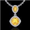 Image 1 : 2.63 ctw Citrine & Micro VS/SI Diamond Necklace Designer 10k White Gold - REF-36Y6X