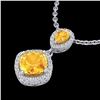 Image 2 : 2.63 ctw Citrine & Micro VS/SI Diamond Necklace Designer 10k White Gold - REF-36Y6X