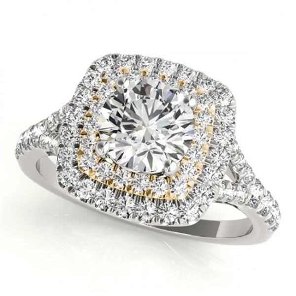 1.04 ctw Certified VS/SI Diamond Solitaire Halo Ring 18k 2Tone Gold - REF-101M2G