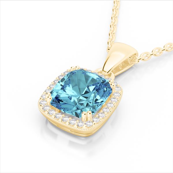 3.50 ctw Sky Blue Topaz & Micro VS/SI Diamond Necklace 18k Yellow Gold - REF-40W2H