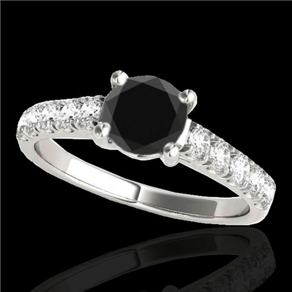 1.55 ctw Certified VS Black Diamond Solitaire Ring 10k White Gold - REF-43R8K