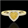 Image 1 : 1 ctw Citrine & Micro Pave Ring Heart Halo 14k Yellow Gold - REF-26M2G