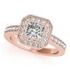 Image 2 : 1.05 ctw Certified VS/SI Cushion Diamond 2pc Set Halo 14k Rose Gold - REF-128M2G