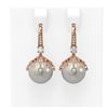 Image 1 : 1 ctw Diamond & Pearl Earrings 18K Rose Gold - REF-129G8W