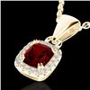 Image 1 : 1.25 ctw Garnet & Micro Pave VS/SI Diamond Necklace 10k Yellow Gold - REF-24R5K