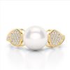 Image 1 : 0.27 ctw Micro Pave VS/SI Diamond & Pearl Designer Ring 18k Yellow Gold - REF-38K2Y