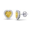 Image 2 : 2 ctw Citrine & Micro Pave VS/SI Diamond EARRRING Heart 14k White Gold - REF-38Y2X